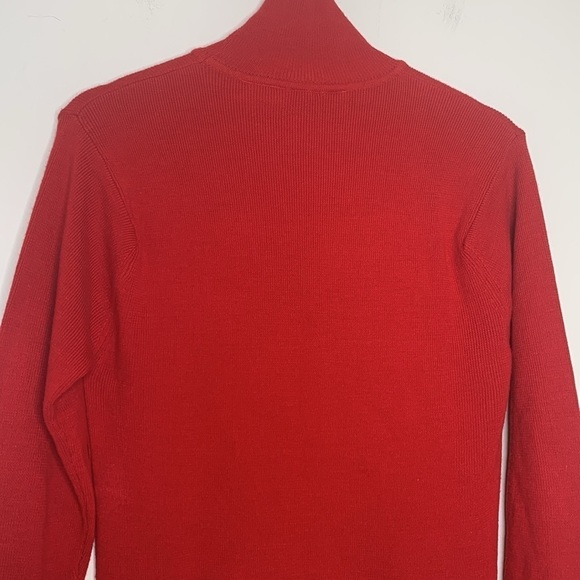 Emanuel Ungaro | Vintage Red Knit Wool Cashmere Blend Turtleneck Sweater Large - Picture 12 of 13